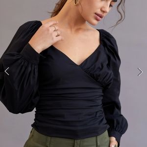 anthropologie puff sleeve sweetheart blouse